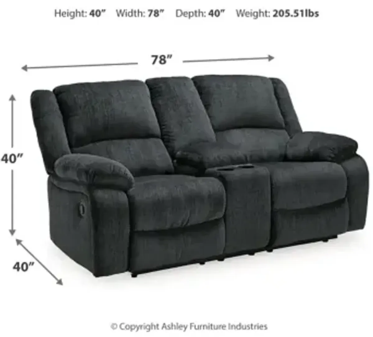 Draycoll Reclining Loveseat W/Console