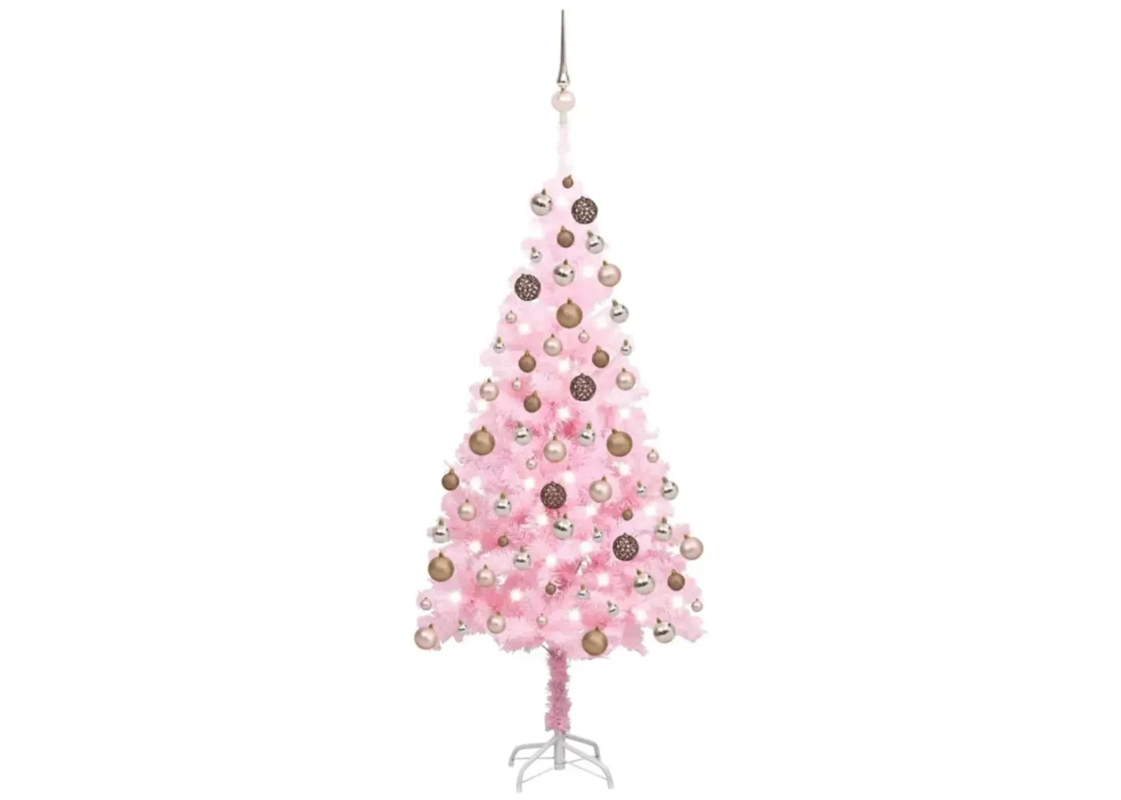 vidaXL Artificial Christmas Tree with LEDs&Ball Set Pink 59.1" PVC