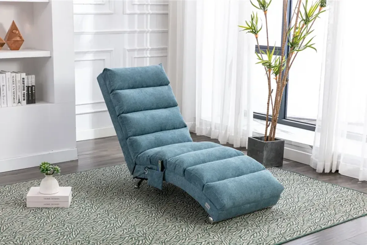 Linen Chaise Lounge Indoor Chair -  Modern Long Lounger for Office or Living Room