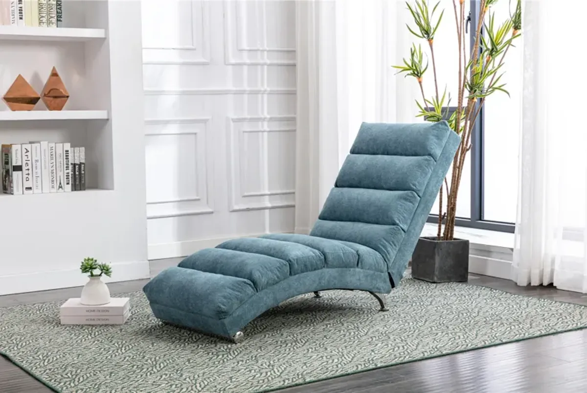 Linen Chaise Lounge Indoor Chair -  Modern Long Lounger for Office or Living Room