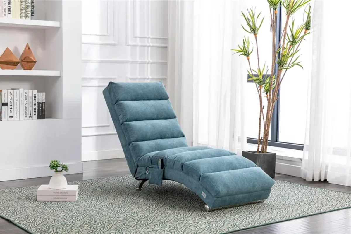 Linen Chaise Lounge Indoor Chair -  Modern Long Lounger for Office or Living Room