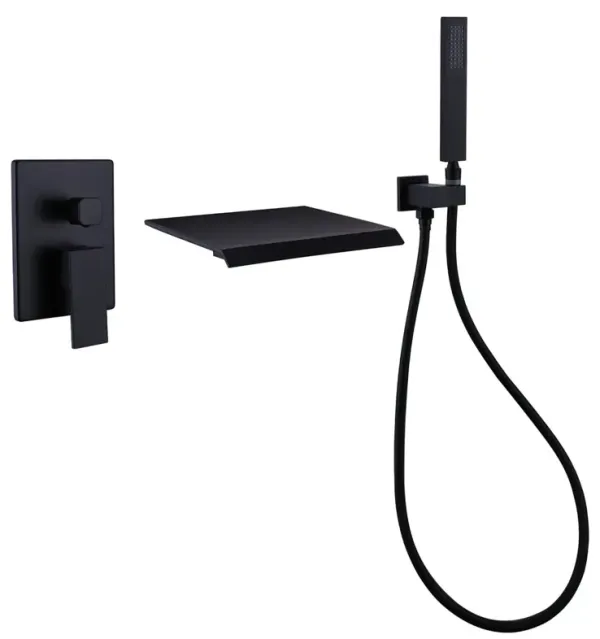 Waterfall Wall Mounted Tub Filler With Handheld Shower