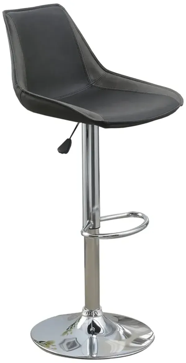 Carl 25-29 Inch Vegan Faux Leather Bar Stool, Adjustable Height, Set of 2, Gray Seat - Benzara