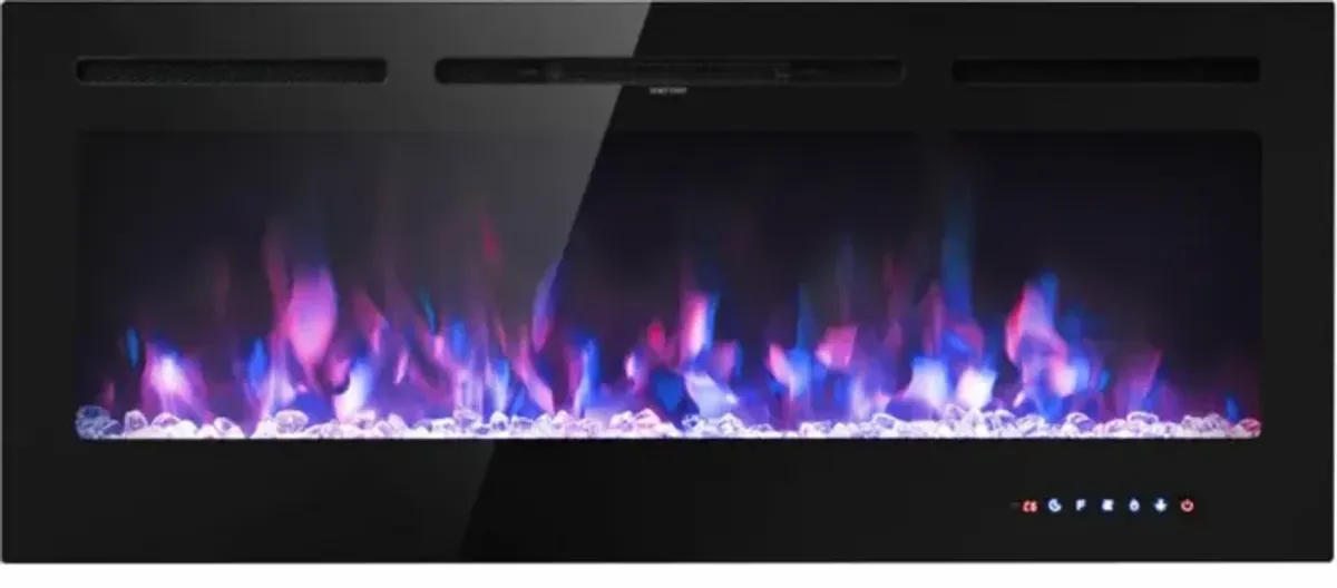 Hivvago 50 Inch Recessed Electric Insert Wall Mounted Fireplace with Adjustable Brightness