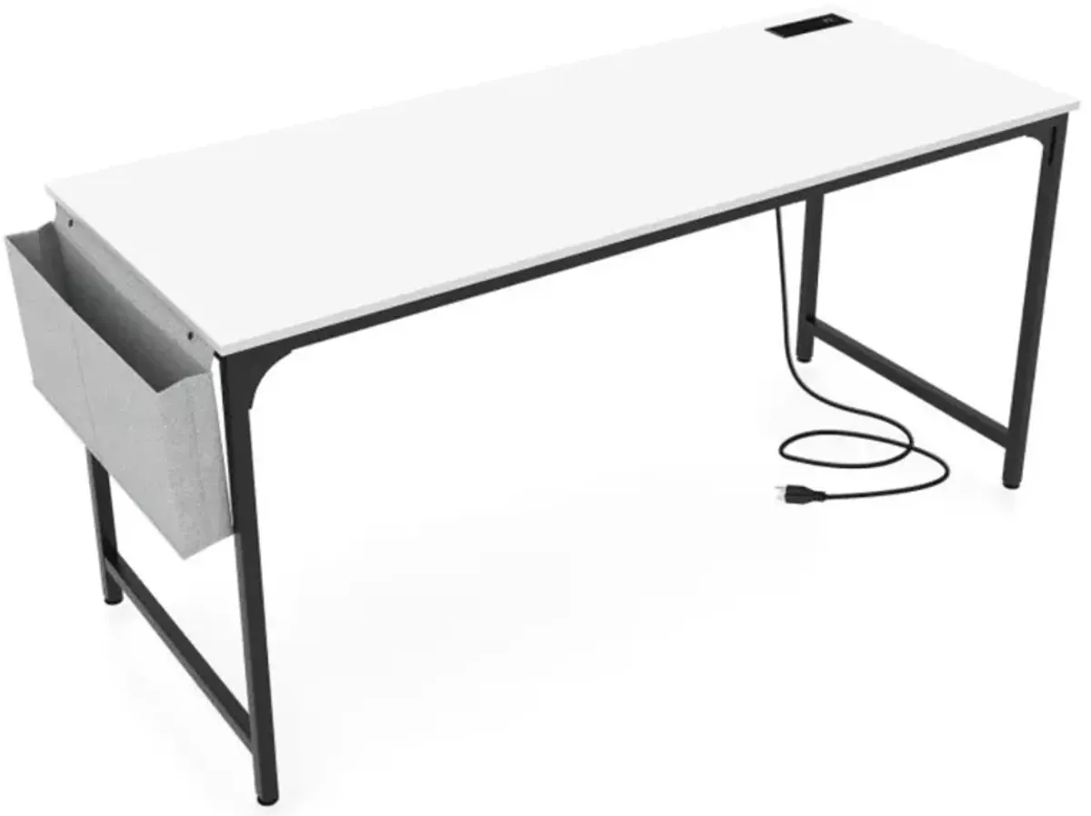 Hivvago 60 Inch Computer Desk with Charging Station Storage Bag