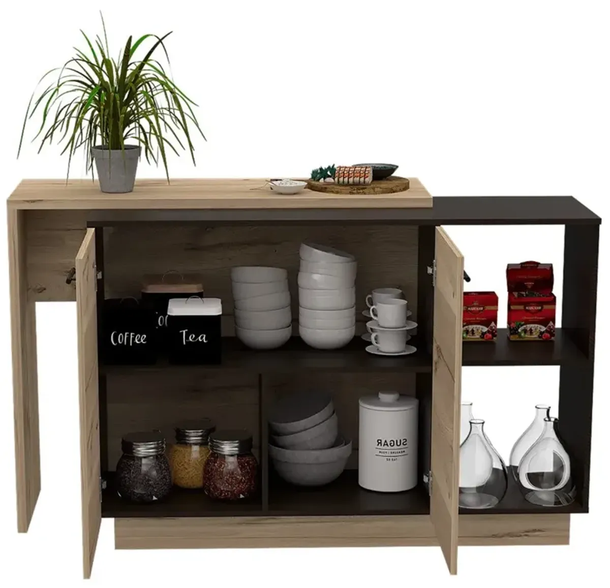 Kitchen Island Ohio, Kitchen, Black / Light Oak