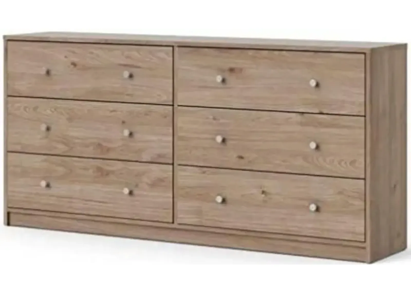 Hivvago Farmhouse Contemporary 6 Drawer Double Dresser in Oak