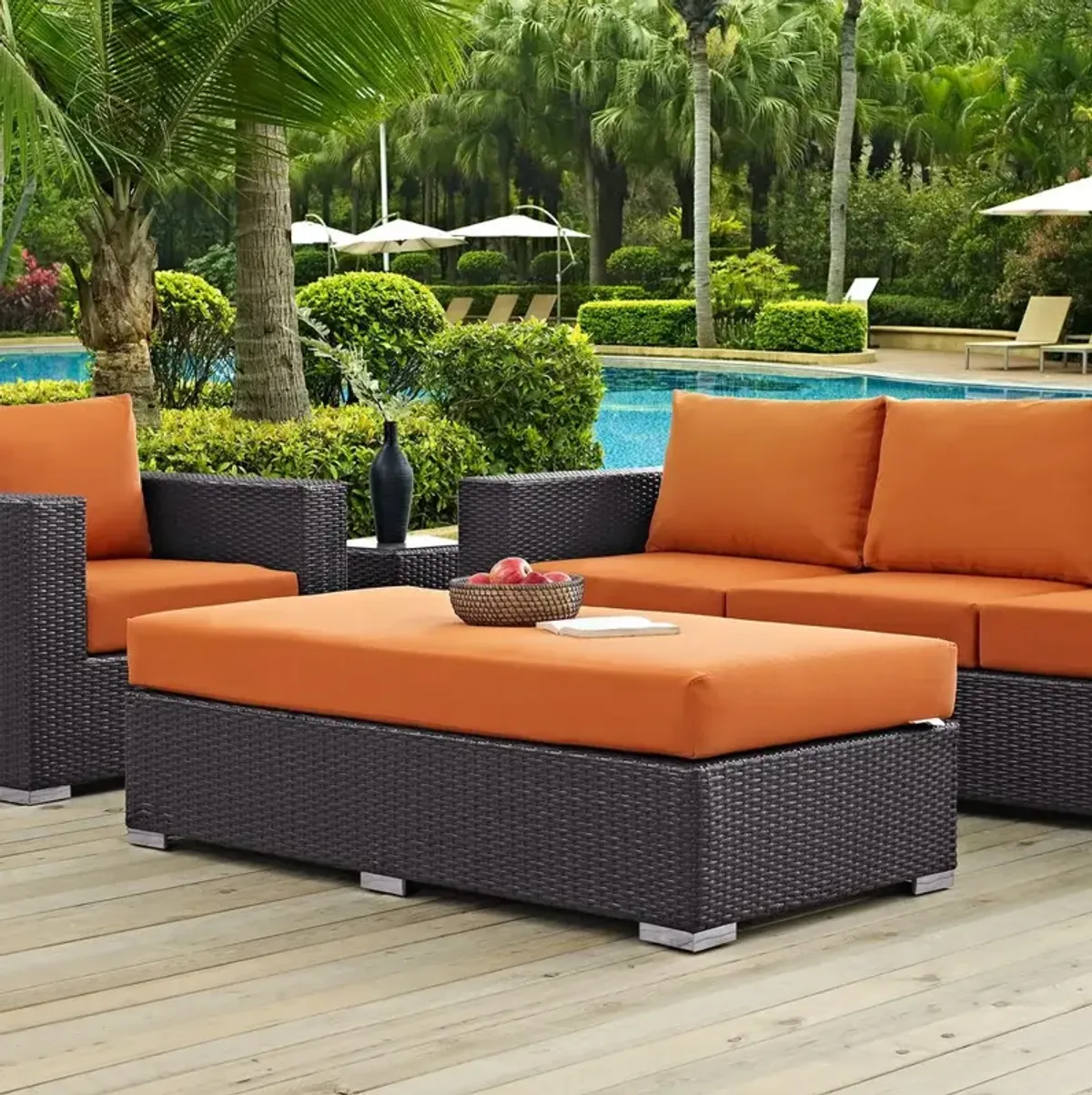 Modway Convene Outdoor Patio Fabric Rectangle Ottoman