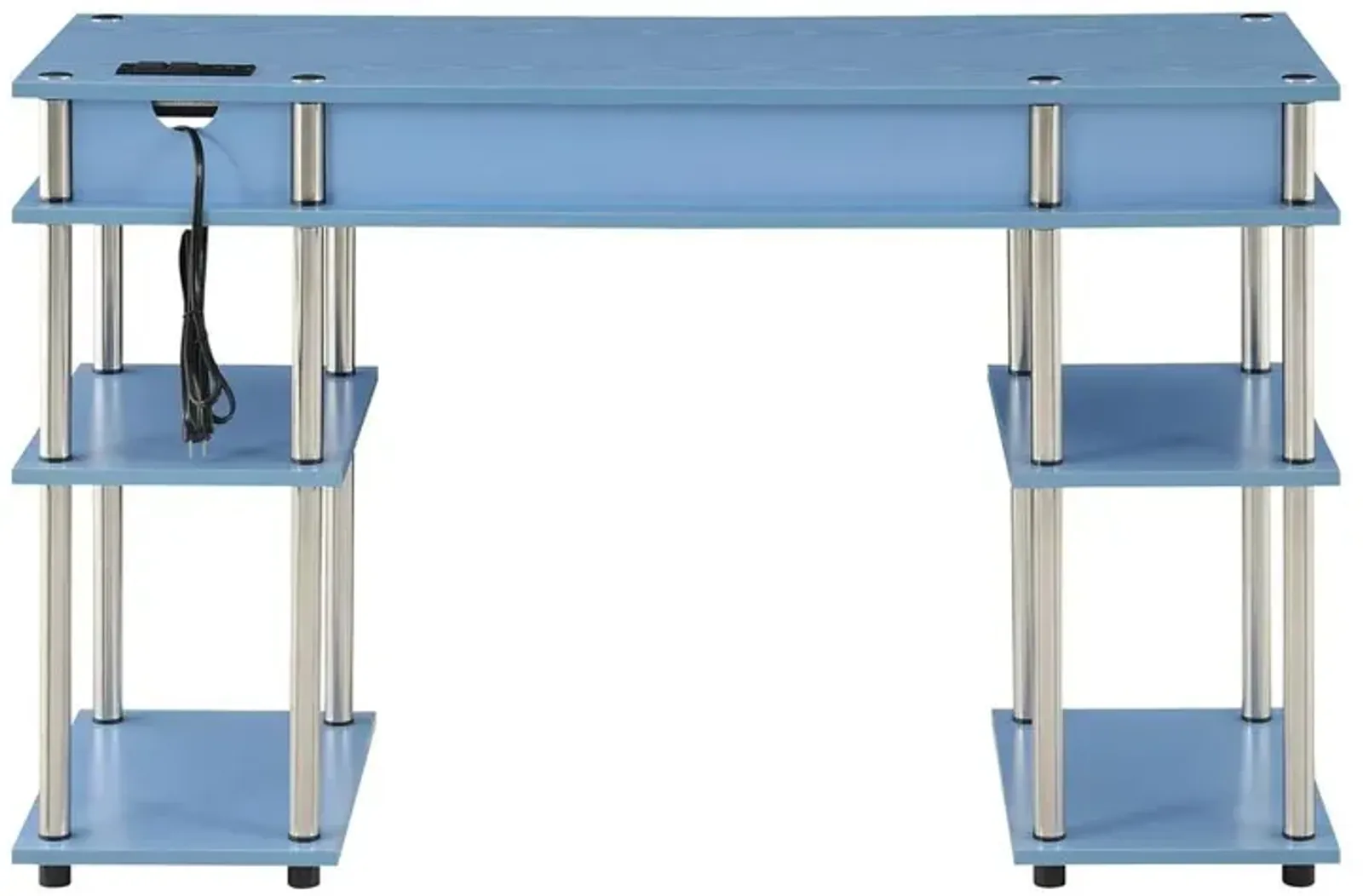 Convenience Concepts Designs2Go No Tools Student Desk With Charging Station, Blue