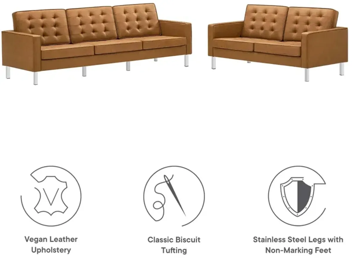 Loft Tufted Vegan Leather 2-Piece Furniture Set