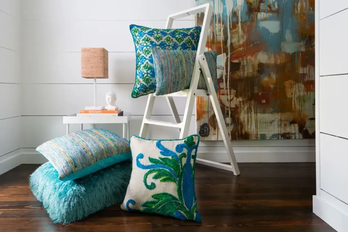 P0242 Blue/Multi 13"x21" Poly Pillow