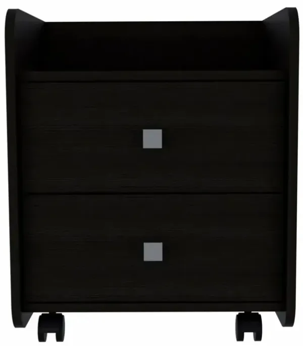 Hivvago Black Nightstand with Two Drawers
