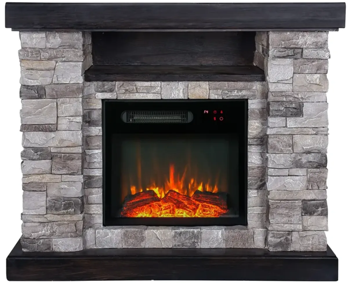 FESTIVO 40-inch Faux Stone Freestanding Electric Fireplace with LED strip