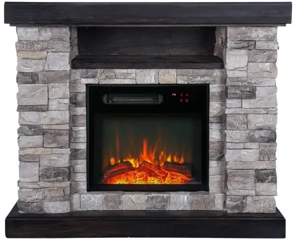FESTIVO 40-inch Faux Stone Freestanding Electric Fireplace with LED strip