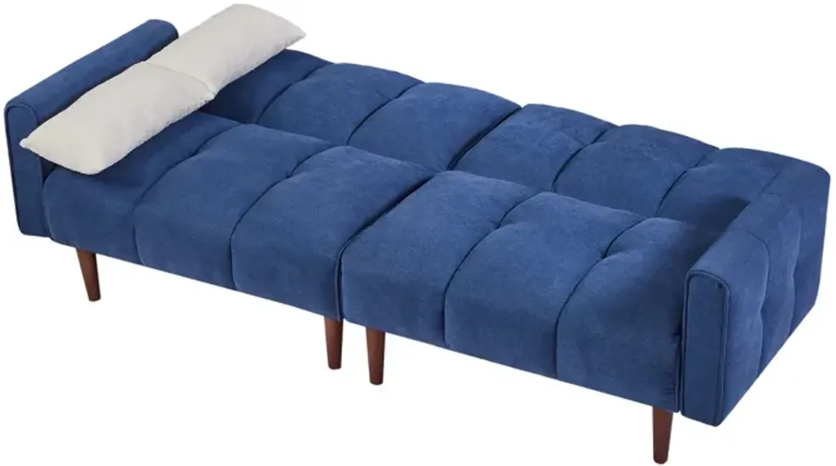 Modern Blue Convertible Futon with Adjustable Couch