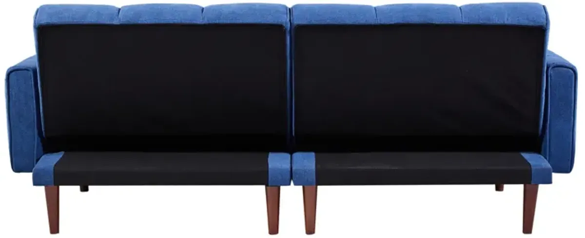 Modern Blue Convertible Futon with Adjustable Couch