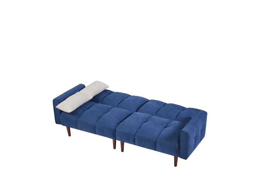 Modern Blue Convertible Futon with Adjustable Couch