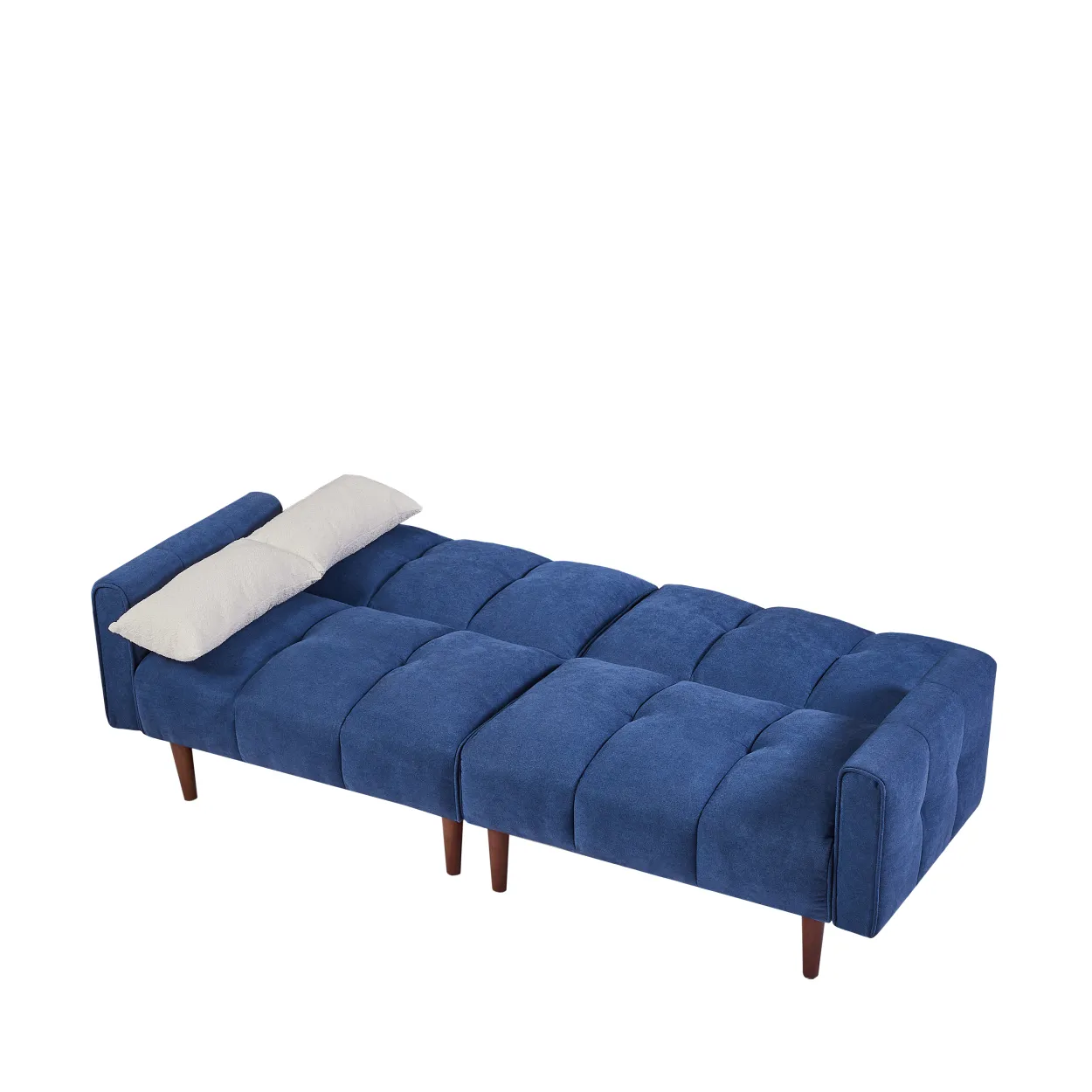 Modern Blue Convertible Futon with Adjustable Couch