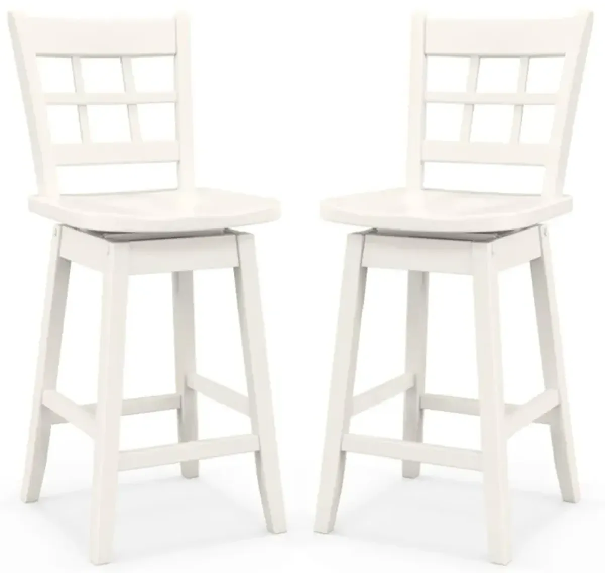 Hivvago Counter Height Barstools Set of 2 with 6-Grid Hollow Back and Seat