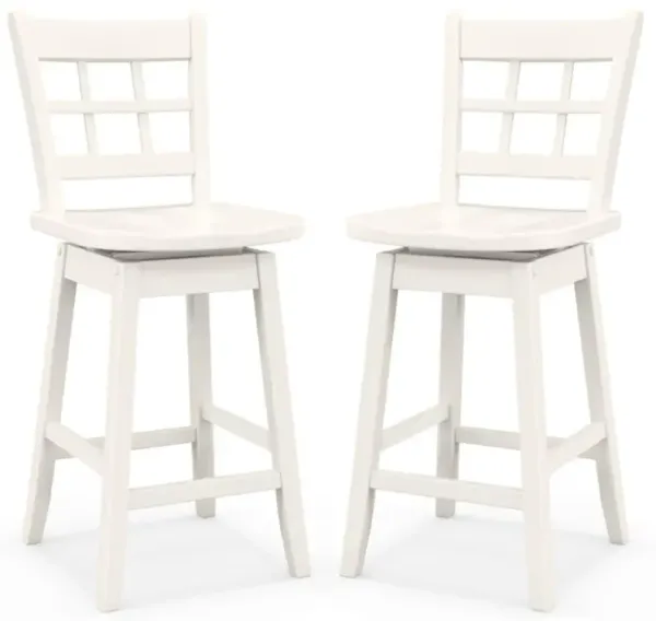 Hivvago Counter Height Barstools Set of 2 with 6-Grid Hollow Back and Seat