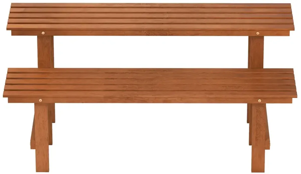 2-Tier Wood Plant Stand Ladder Plant Shelf for Indoor Outdoor