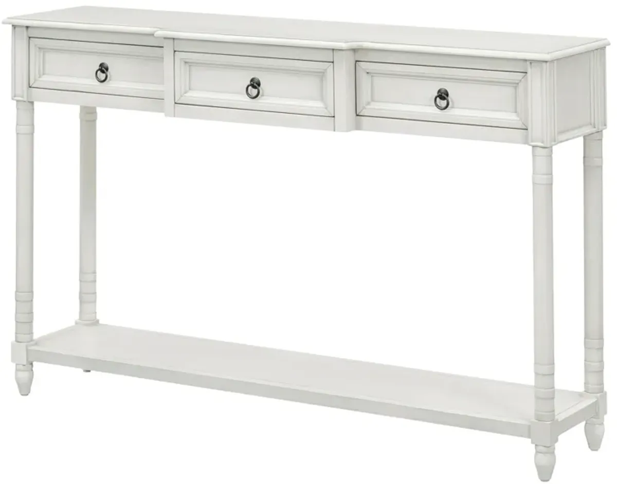 Console Table Sofa Table With Drawers For Entryway With Projecting Drawers And Long Shelf