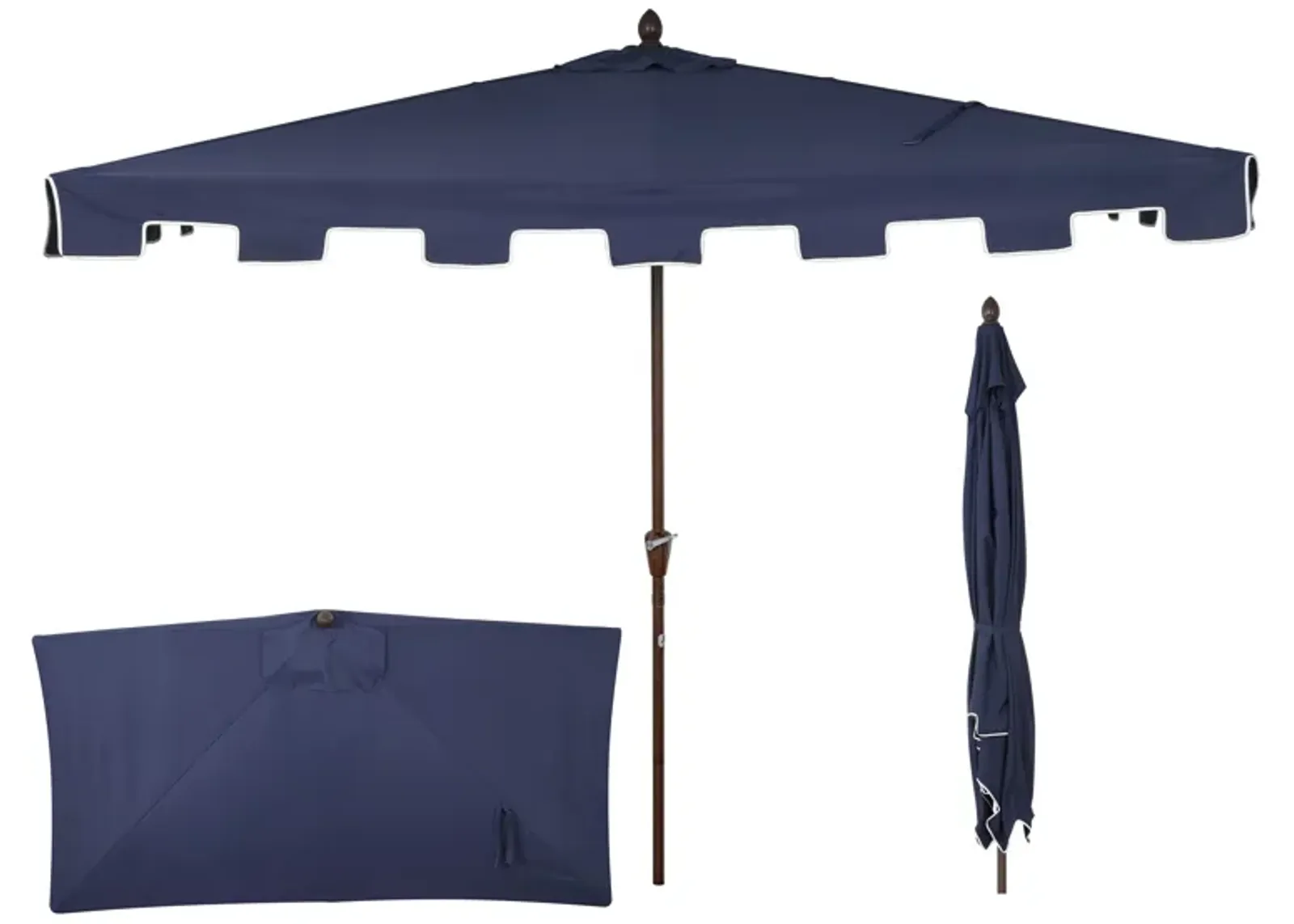 Sidney Classic MidCentury Rectangular Half Market Patio Umbrella with Crank, Wind Vent and UV Protection