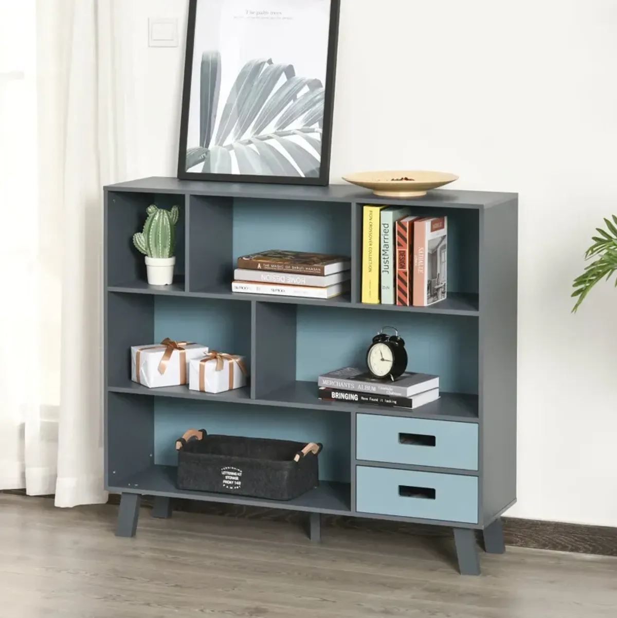 Brown Home Office Storage: 3-Tier Bookcase with Open Shelves