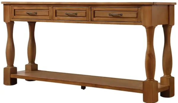 Mondawe 63 Inch Wooden Console Table With 3 Drawers And 1 Bottom Shelf Entrance Hallway Sofa Table