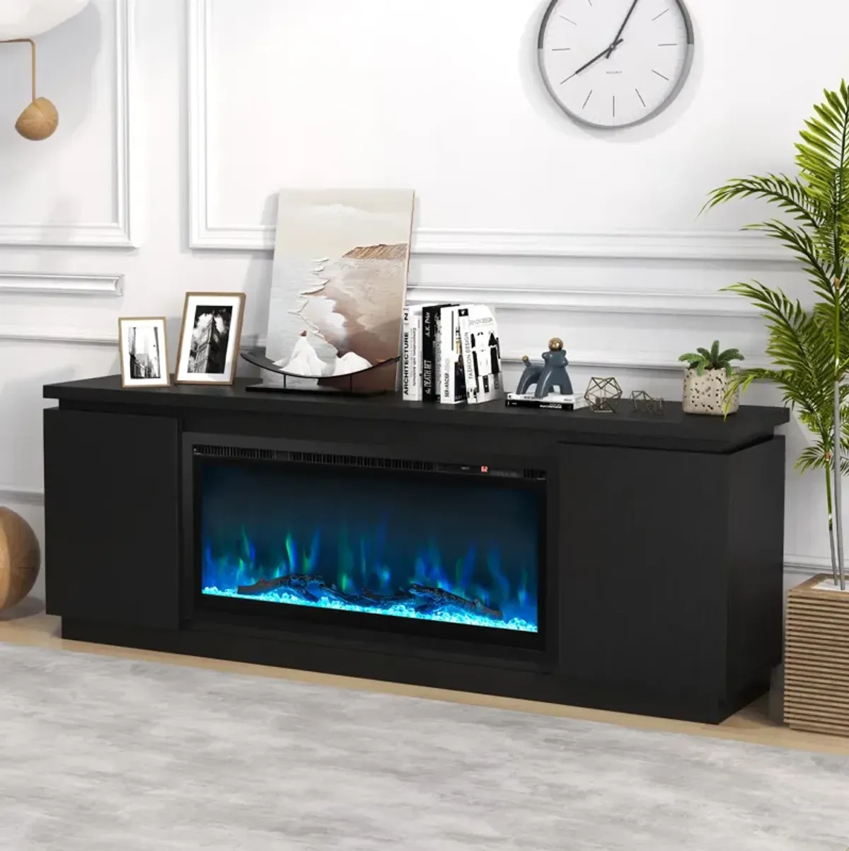 Modern Fireplace TV Console for TVs Up to with Adjustable Shelves