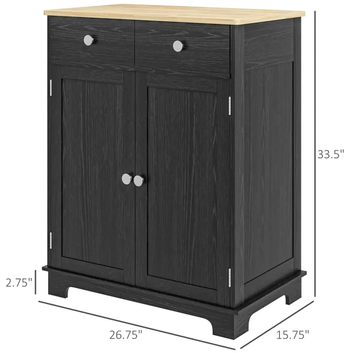 Black Sideboard Cabinet: Wood Top, Adjustable Shelf