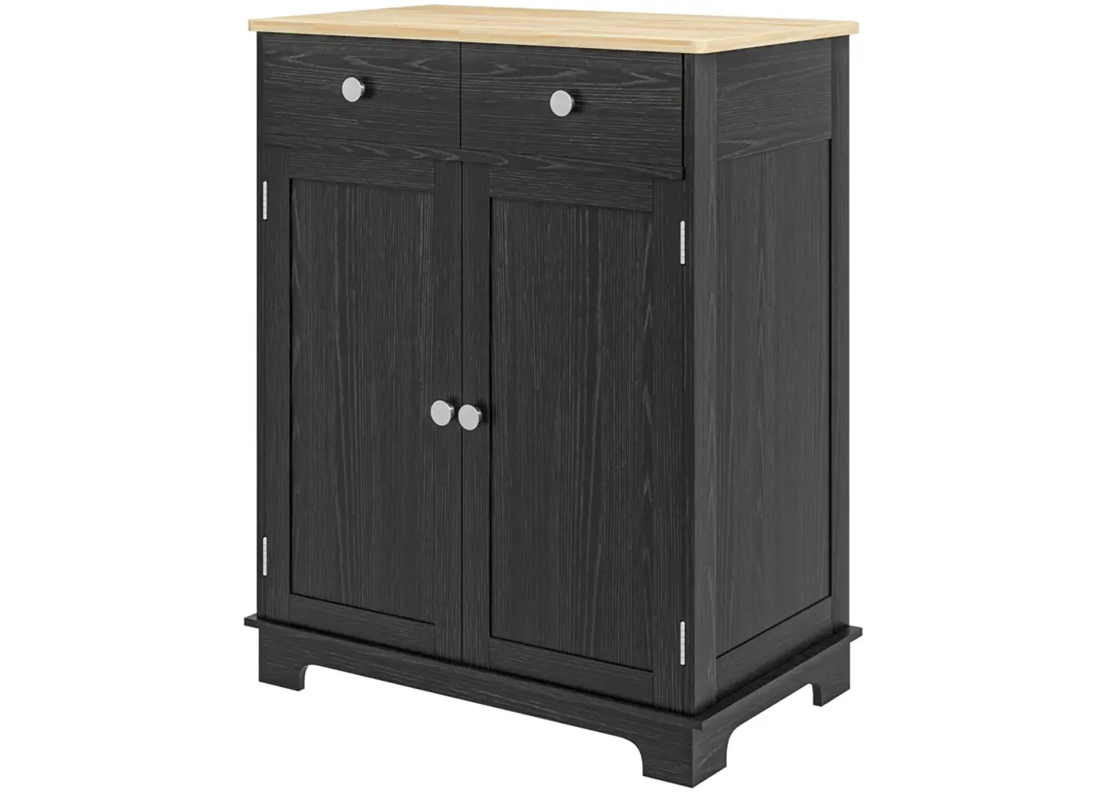 Black Sideboard Cabinet: Wood Top, Adjustable Shelf