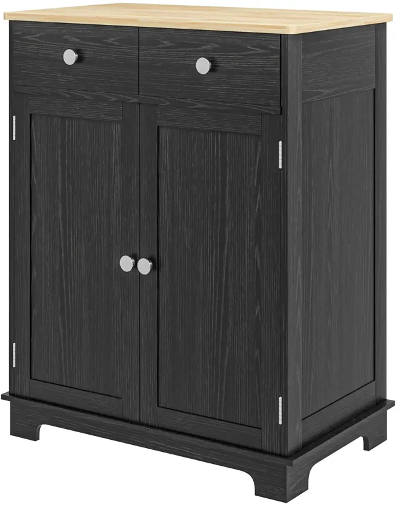 Black Sideboard Cabinet: Wood Top, Adjustable Shelf