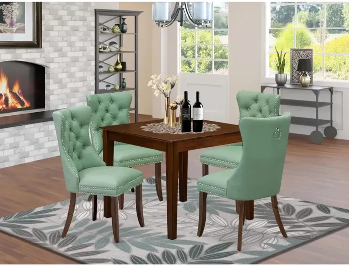 5 Piece Dining Room Furniture Set Consists of a Square Solid Wood Table