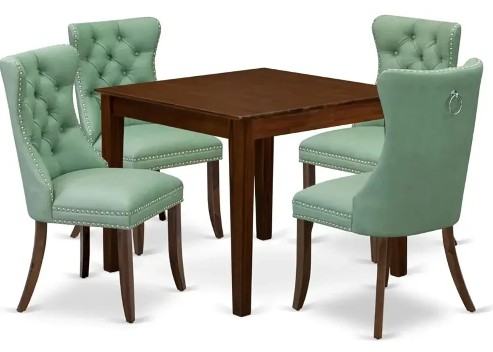 5 Piece Dining Room Furniture Set Consists of a Square Solid Wood Table