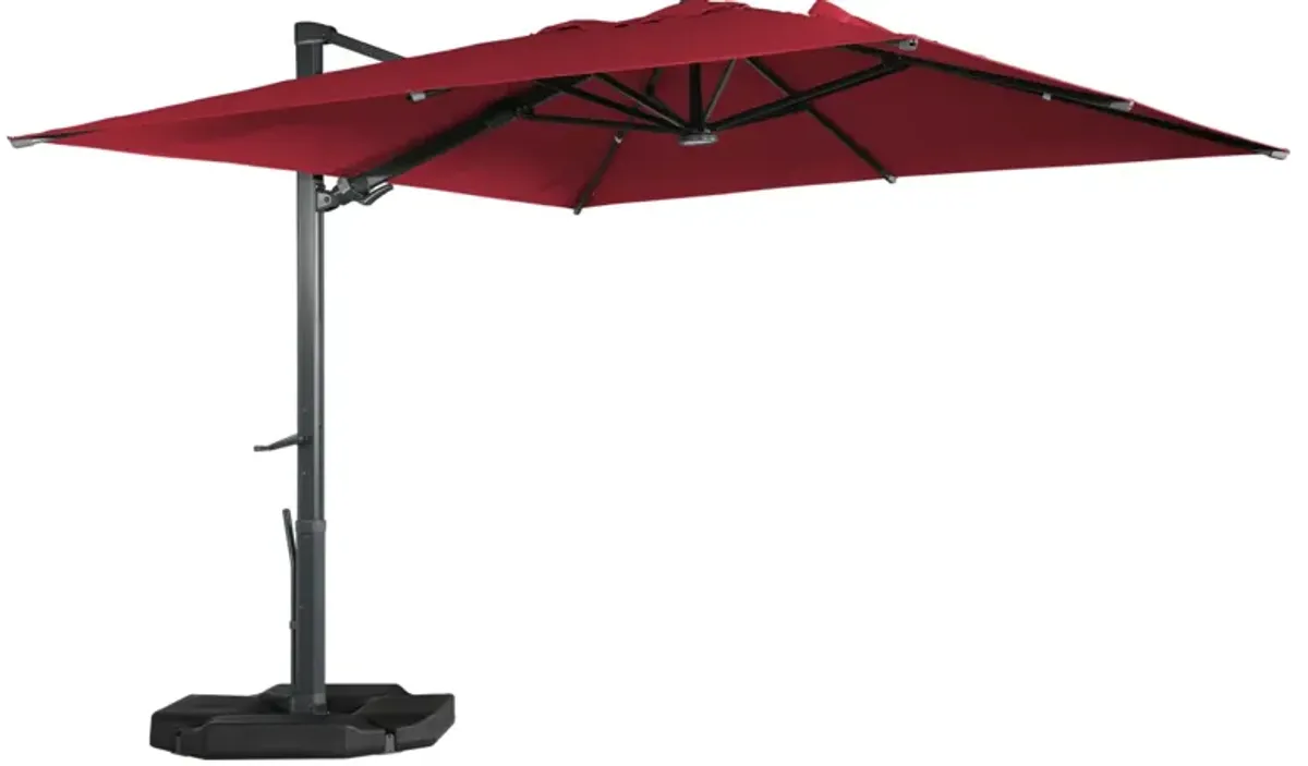 MONDAWE 10ft Square Solar LED Offset Cantilever Patio Umbrella with Included 4-piece Base Weights