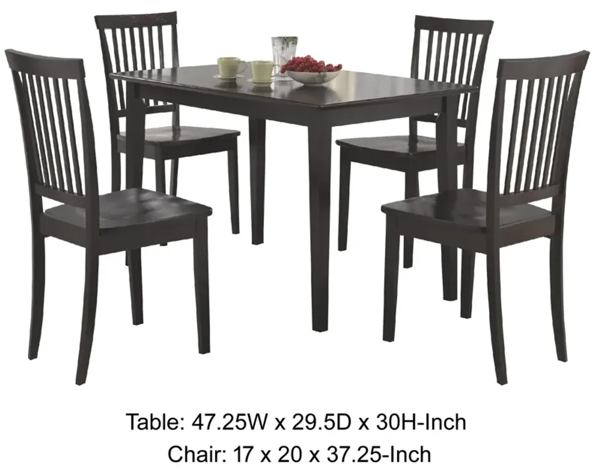 Sophisticated And Sturdy 5 Piece Wooden Dining Set, Brown-Benzara