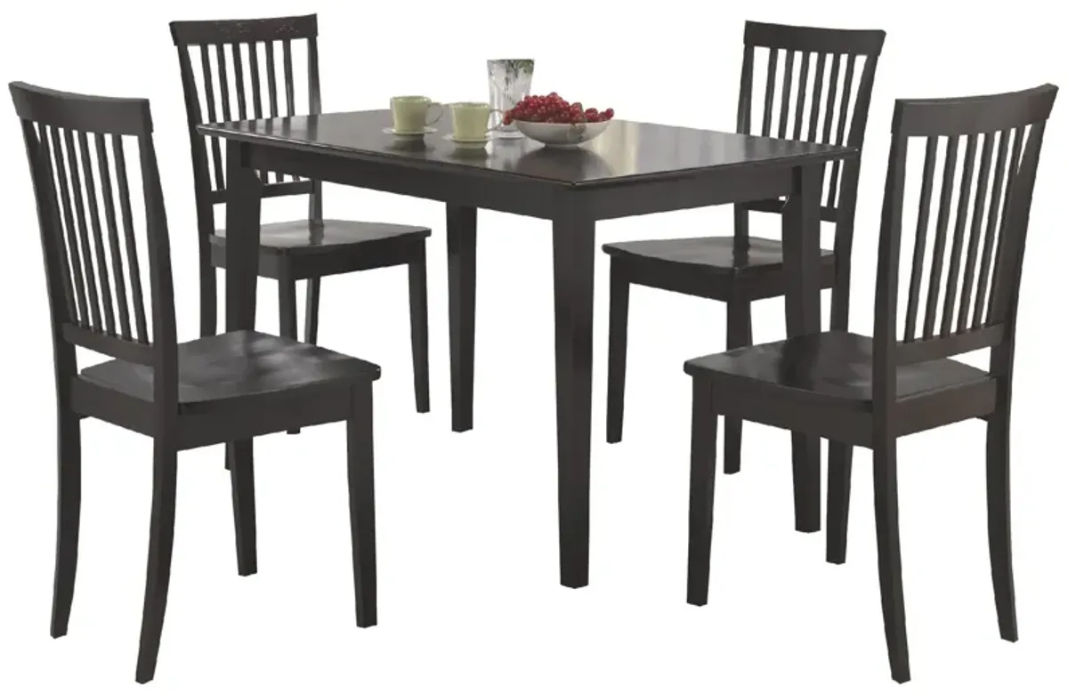 Sophisticated And Sturdy 5 Piece Wooden Dining Set, Brown-Benzara