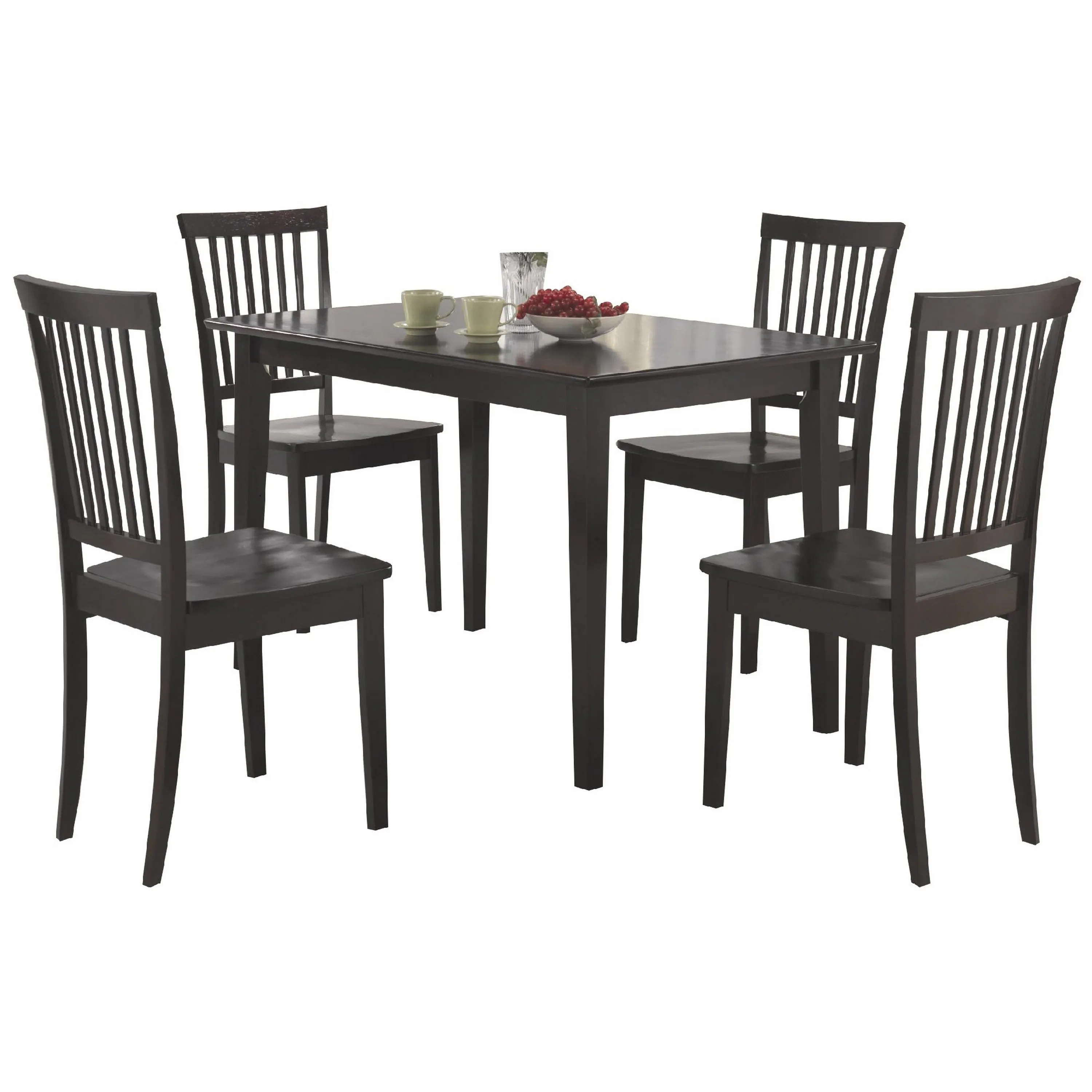 Sophisticated And Sturdy 5 Piece Wooden Dining Set, Brown-Benzara