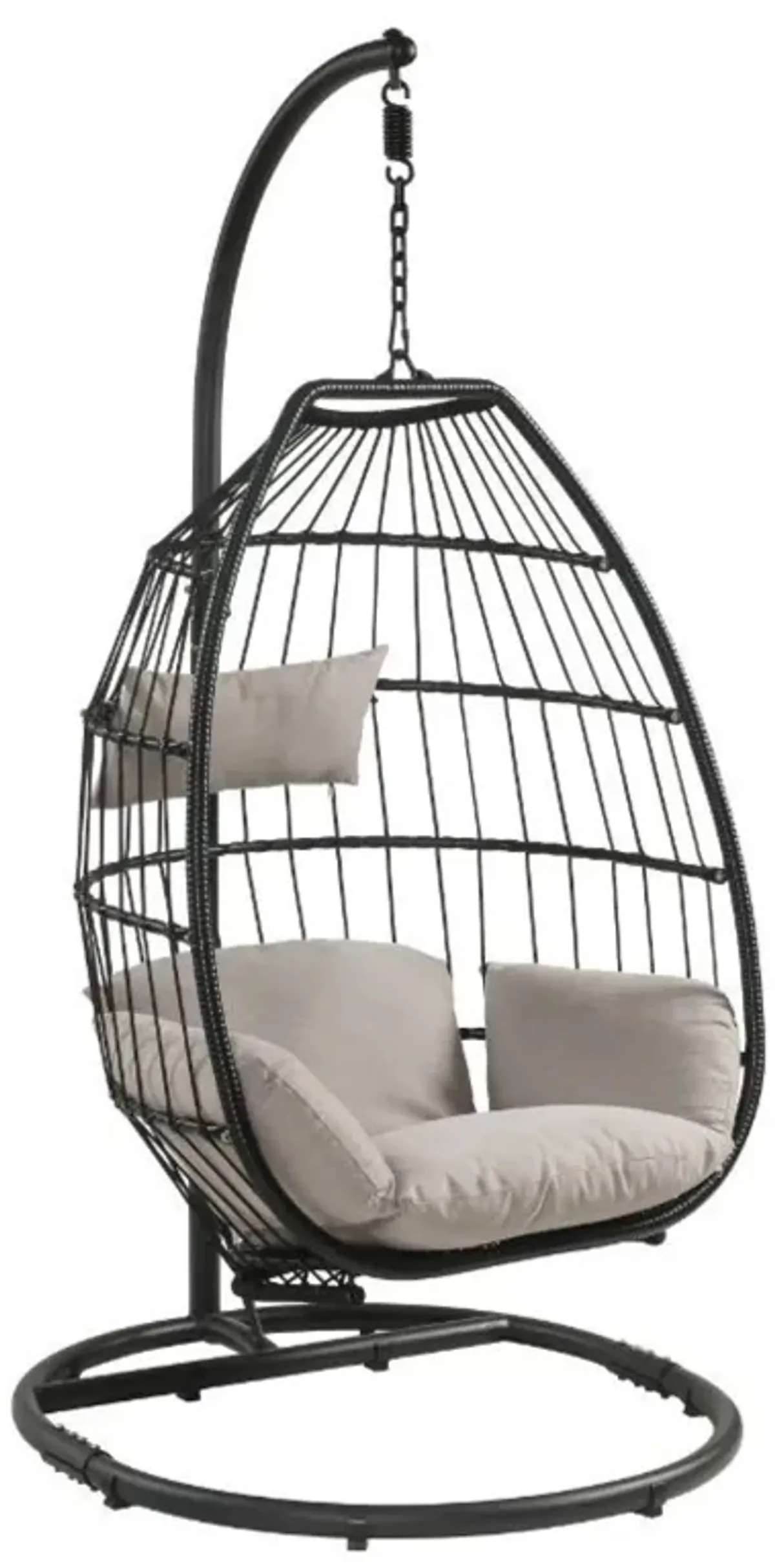 Oldi Patio Hanging Chair With Stand, Fabric & Wicker