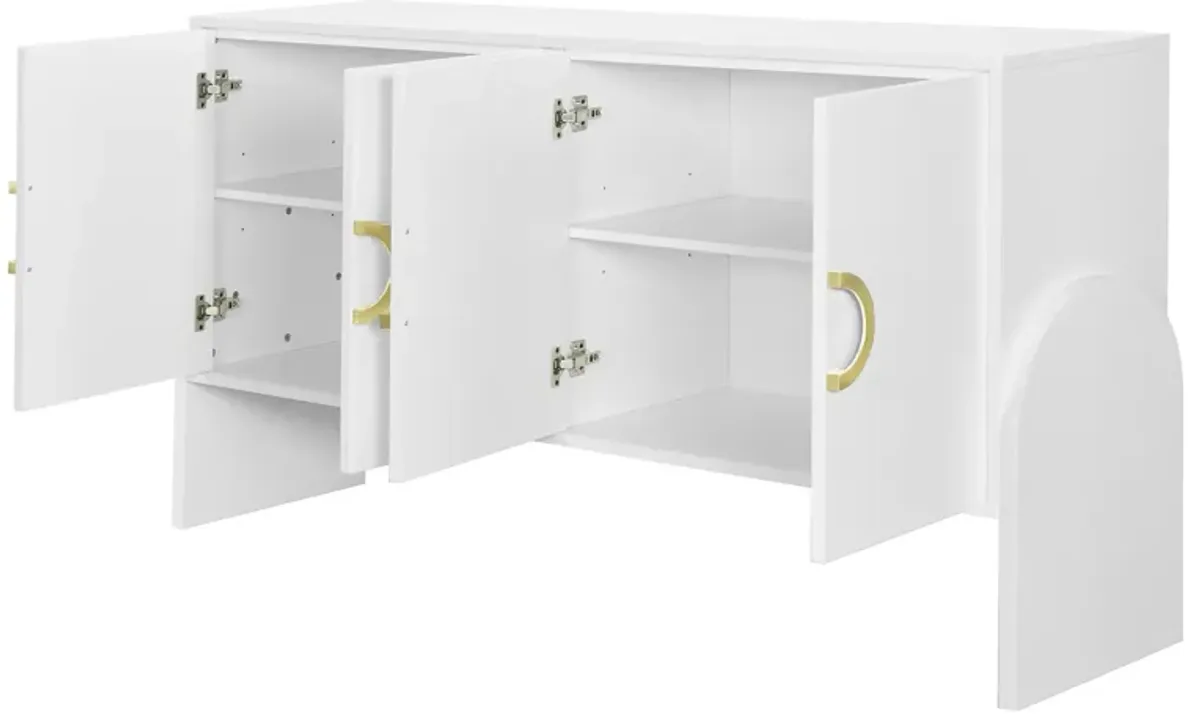 Merax Four-Door Metal Handle Storage Cabinet Desk