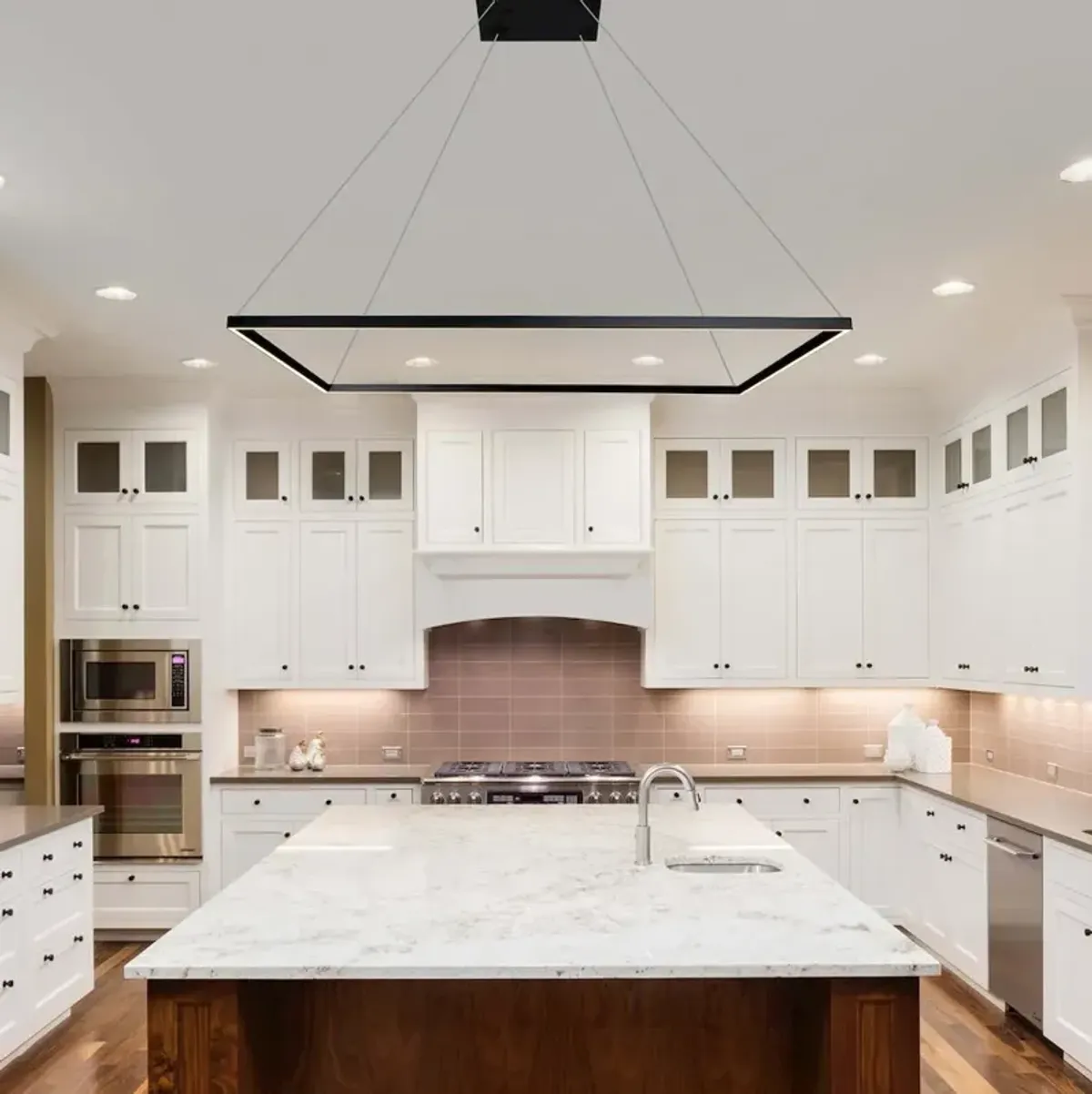 VONN Lighting Integrated LED Chandelier Height Adjustable Square Pendant Light in Black