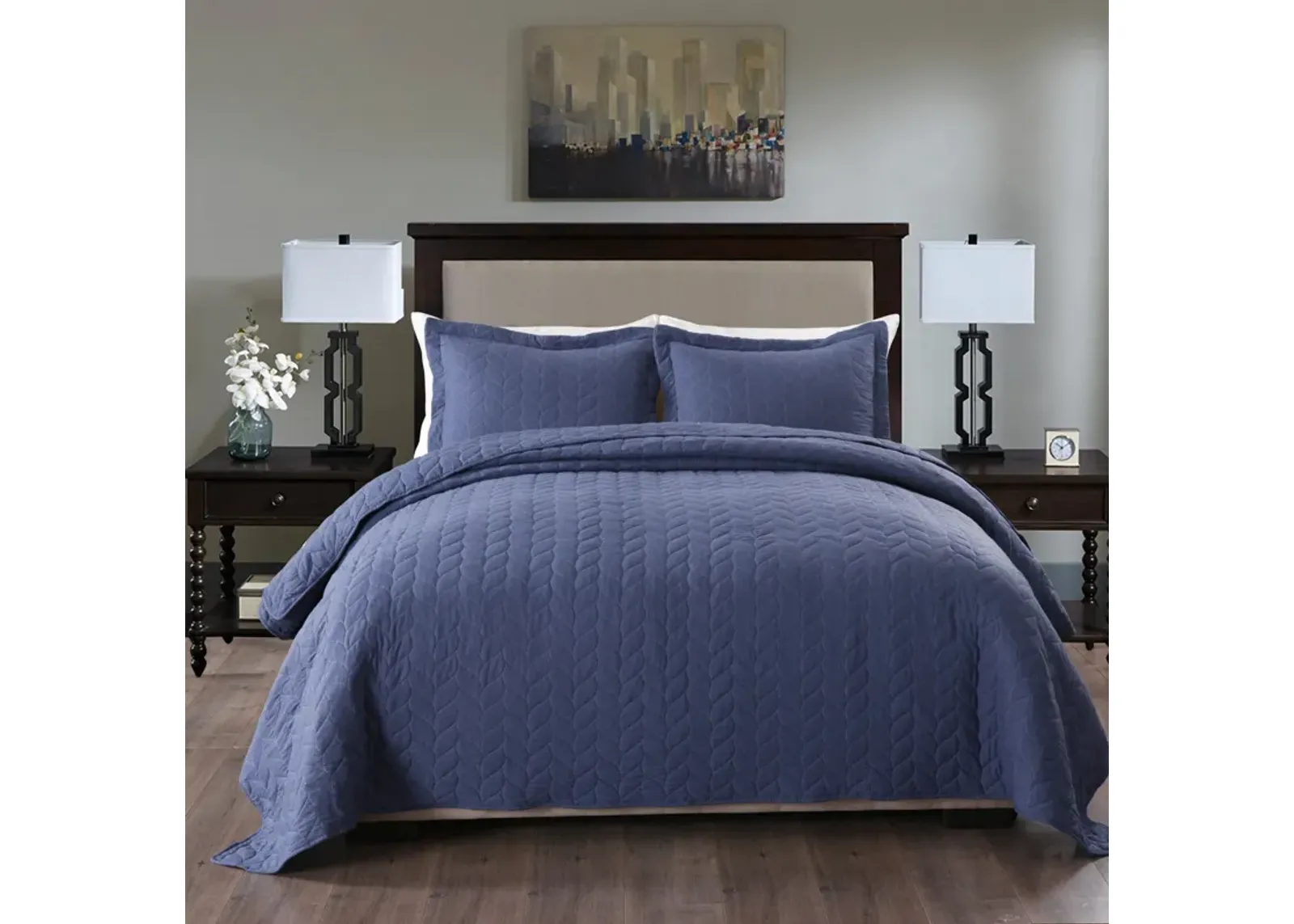 MarCielo 3 Piece Lightweight Bedspread Quilt Set Leaf