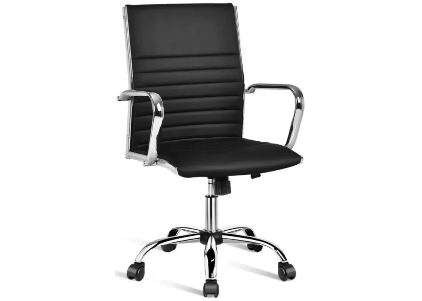 Hivvago Black Faux Leather High Back Modern Classic Office Chair with Armrests