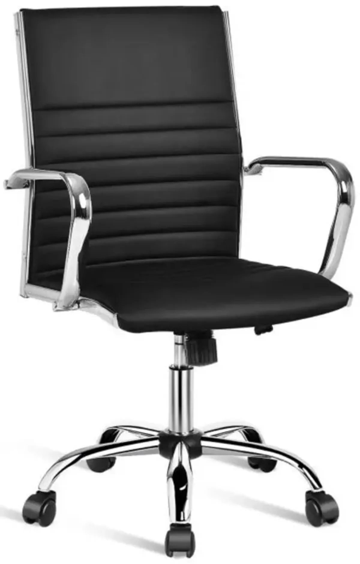 Hivvago Black Faux Leather High Back Modern Classic Office Chair with Armrests