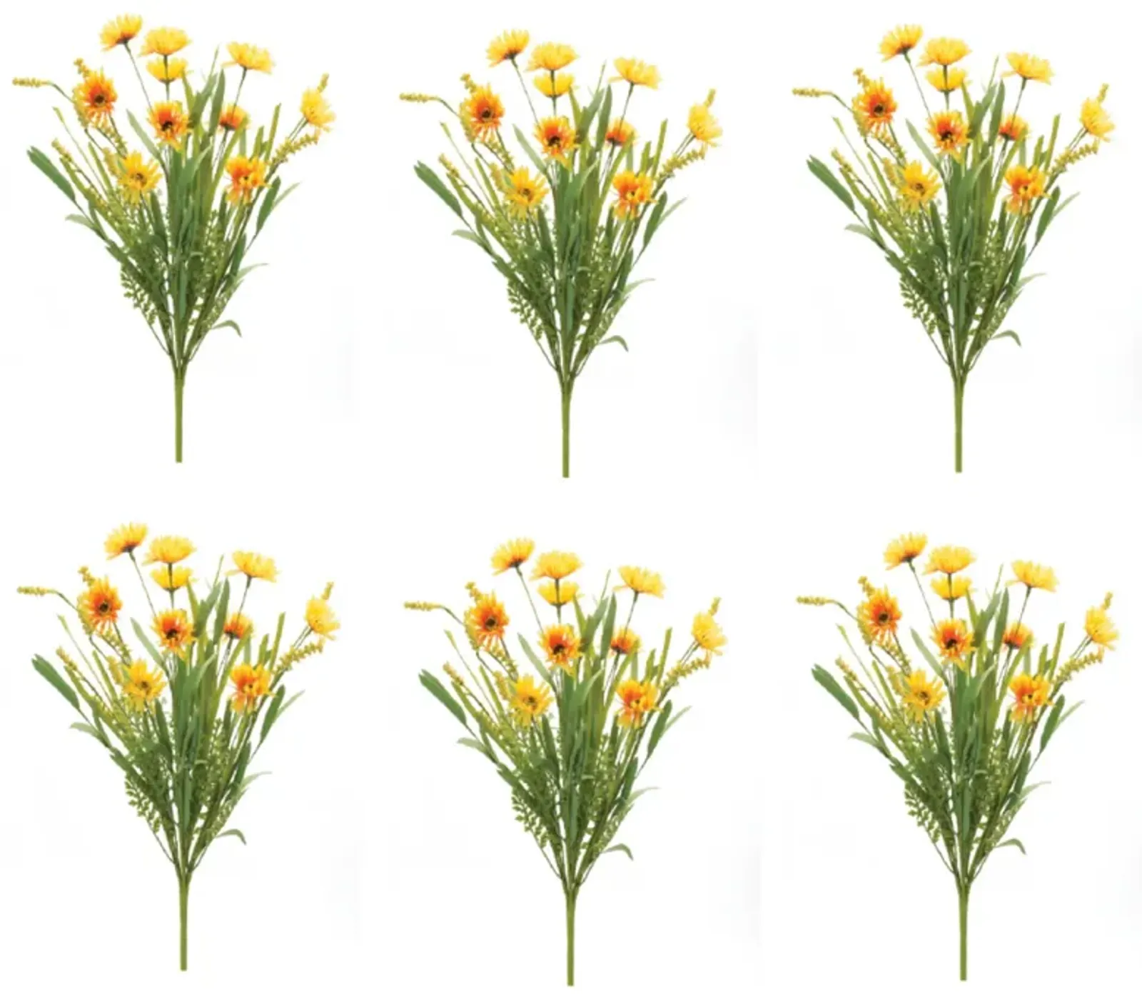 Mixed Daisy Artificial Flower Bush for Bright Home Décor and Floral Arrangements (Set of 6)