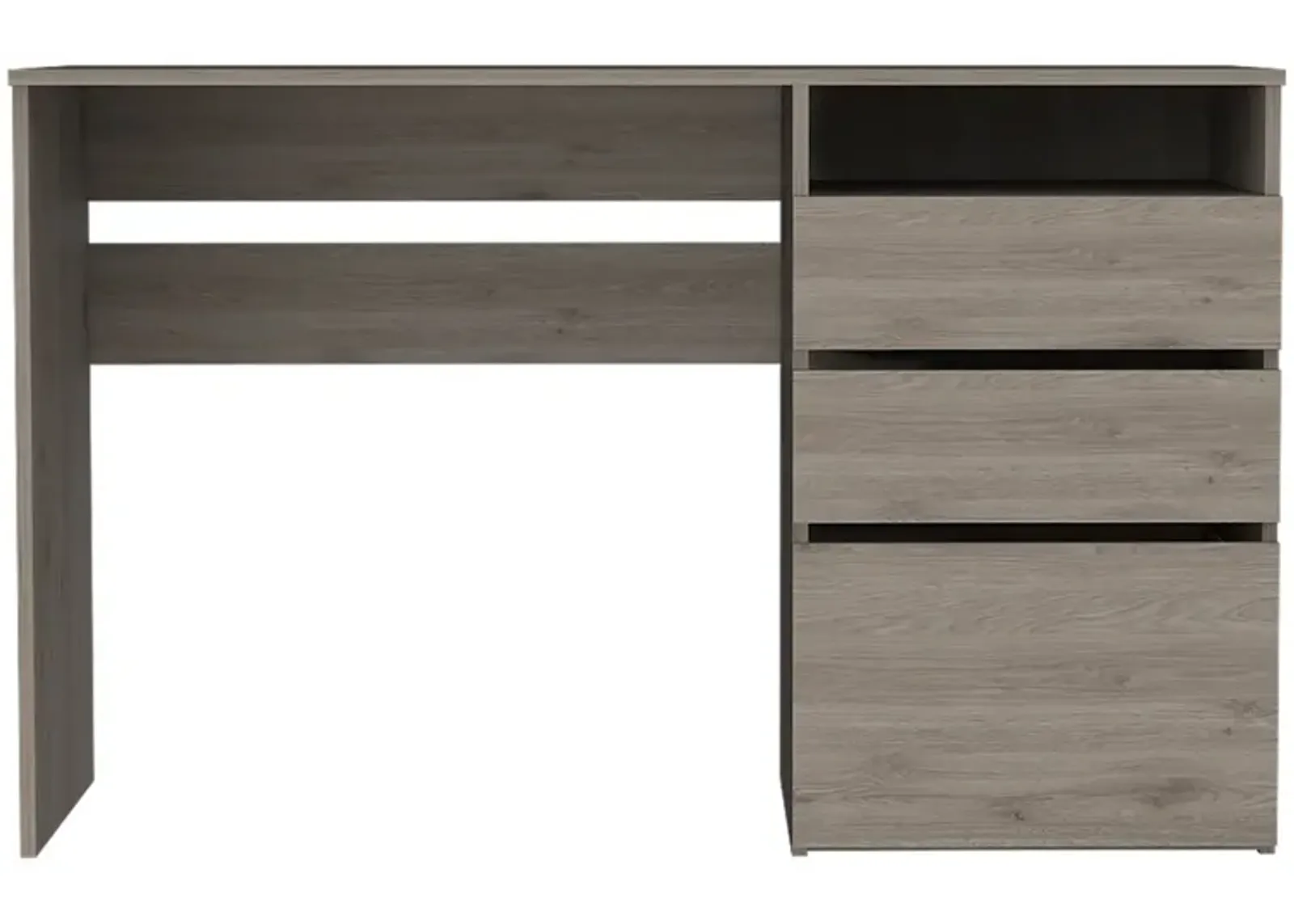 Dublin Three Drawer Computer Desk, One Shelf - Light Gray