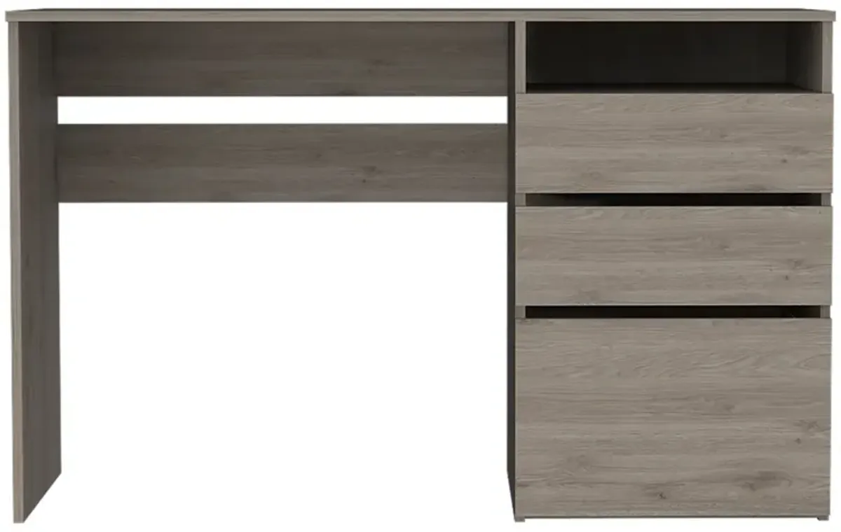 Dublin Three Drawer Computer Desk, One Shelf - Light Gray