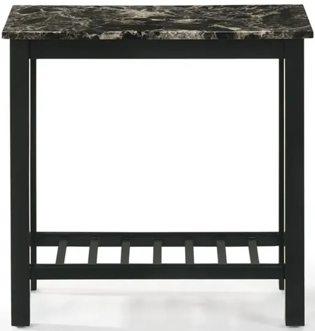 New Classic Furniture Furniture Eden 1-Shelf Faux Marble & Wood End Table in Black