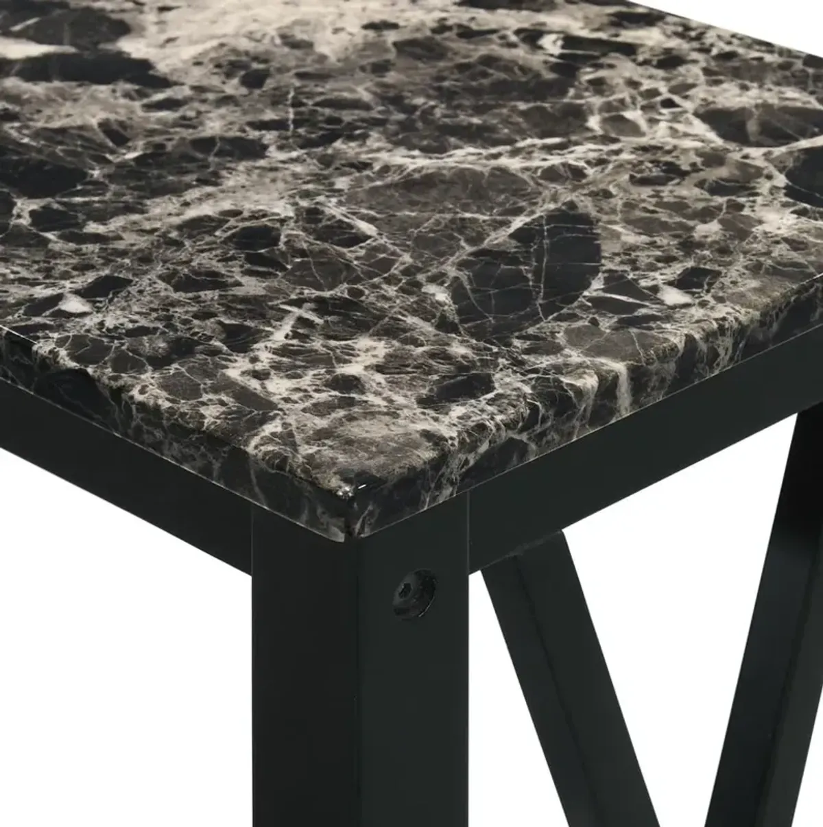 New Classic Furniture Furniture Eden 1-Shelf Faux Marble & Wood End Table in Black